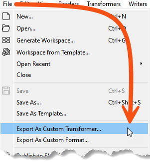 Creating a linked custom transformer via File > Export As Custom Transformer...